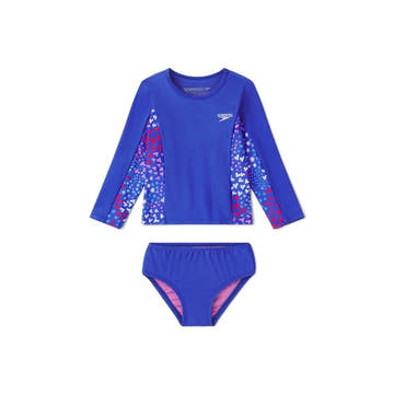 Speedo Girls Toddler Long Sleeve Rashguard Set  Girls Rash Guard  Speedo