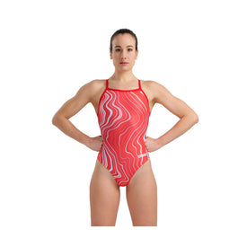 Arena Women One Piece Swimsuit Lightdrop Back Marbled  Swim Team Prints  Arena