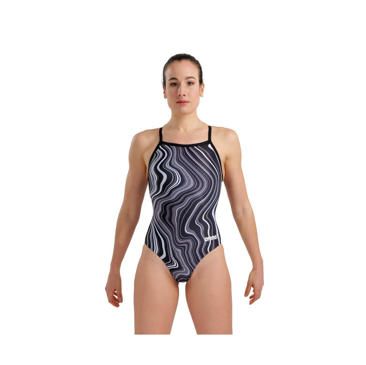 Arena Women One Piece Swimsuit Lightdrop Back Marbled  Swim Team Prints  Arena