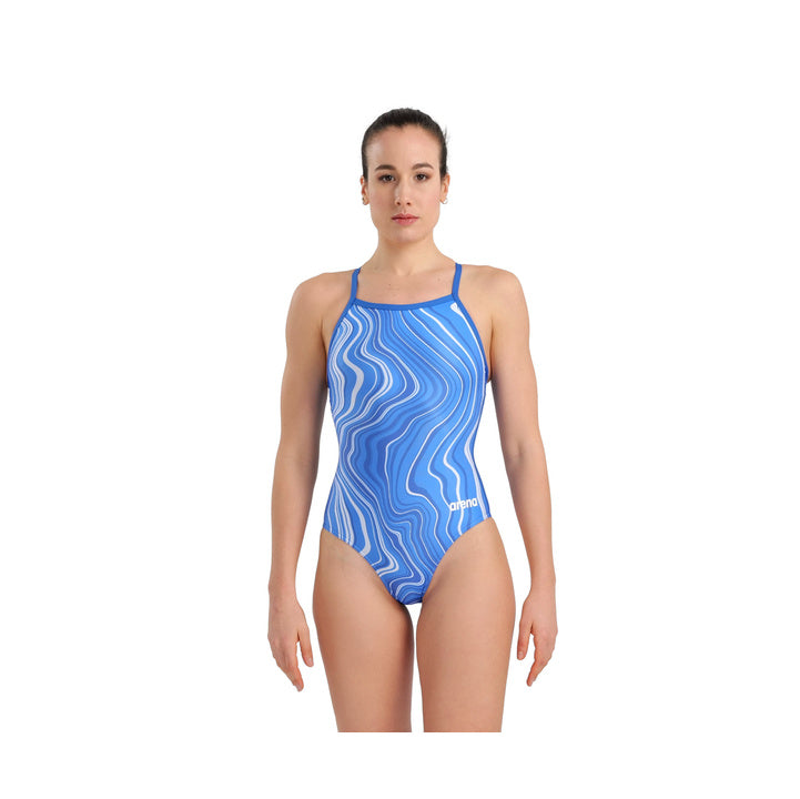 Arena Women One Piece Swimsuit Lightdrop Back Marbled  Swim Team Prints  Arena