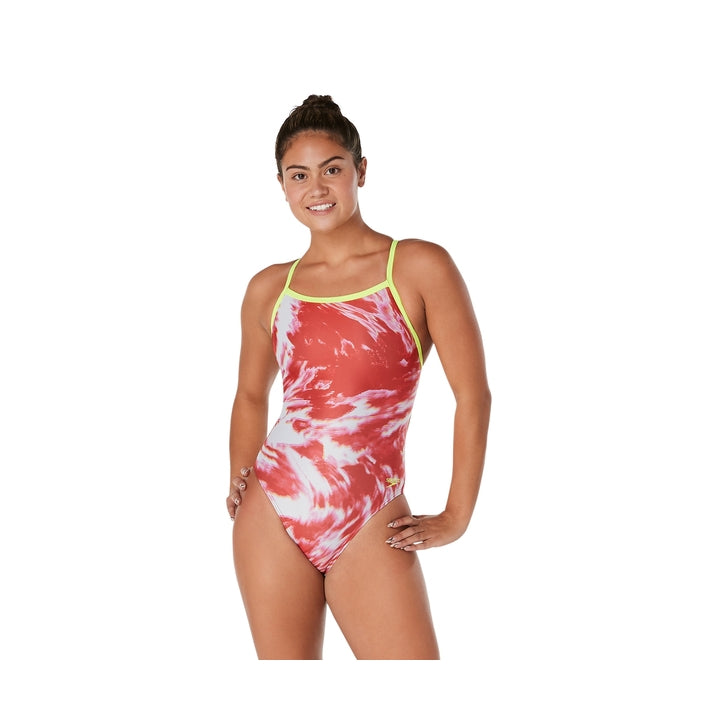 Speedo Women's Cyclone Swirl Crossback One Piece Swimsuit