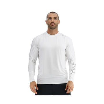 Tyr SunDefense Men's Vented Long Sleeve Rash Guard Crew Shirt - Solid  Long Sleeve Rash Guard  Tyr