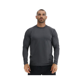 Tyr SunDefense Men's Vented Long Sleeve Rash Guard Crew Shirt - Solid  Long Sleeve Rash Guard  Tyr