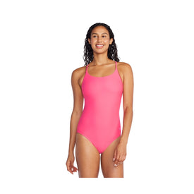Speedo Women's Solid Double Cross Back One Piece Swimsuit  One Piece Swimsuits  Speedo