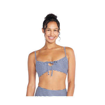 Speedo Women's Textured Stripe Tie Front Bandeau Top  Competition Swimsuits  Speedo