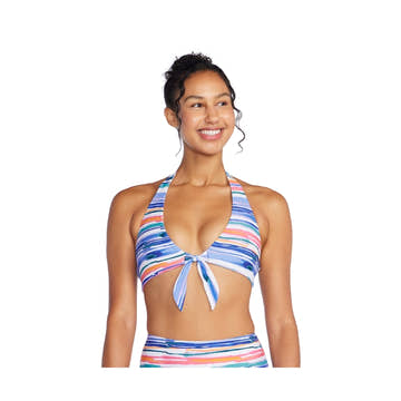 Speedo Women's Tie Front Halter Top  Two Piece Swimsuits  Speedo