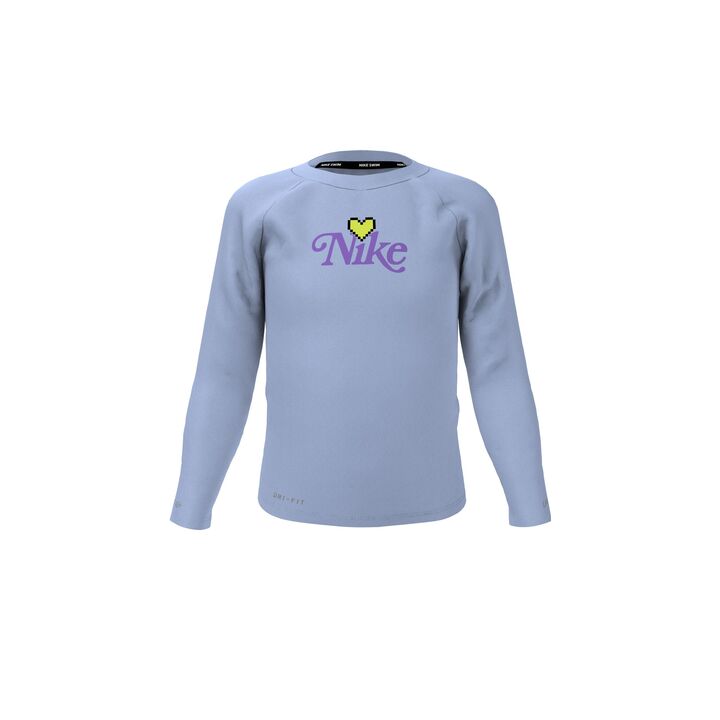 Nike Girl's Digi Heart Long Sleeve Hydroguard  Girls Rash Guard  Nike