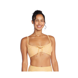 Speedo Women's Textured Stripe Tie Front Bandeau Top  Competition Swimsuits  Speedo