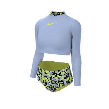 Nike Girl's Shred Camo Long Sleeve Kid's Crop Top & High Waist Set  Kids Swimming Gear  Nike