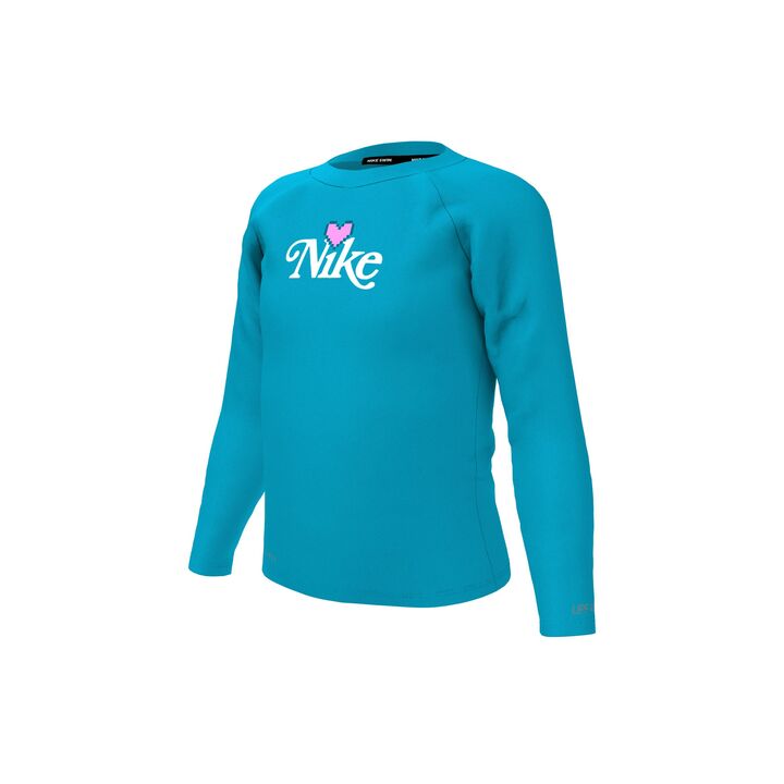 Nike Girl's Digi Heart Long Sleeve Hydroguard  Girls Rash Guard  Nike