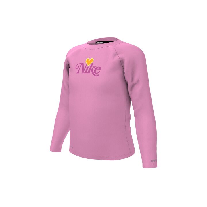 Nike Girl's Digi Heart Long Sleeve Hydroguard  Girls Rash Guard  Nike