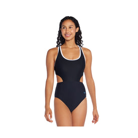 Speedo Women's Jacquard Splice With Side Cut Out One Piece Swimsuit  Competition Swimsuits  Speedo