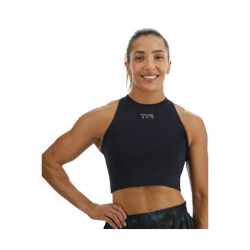Tyr Base Kinetic Women's Cropped High Neck Tank - Solid  Activewear  Tyr