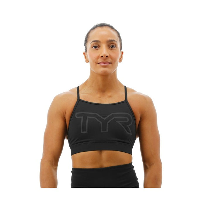 Tyr Base Kinetic Women's High Neck Big Logo Sports Bra - Solid
