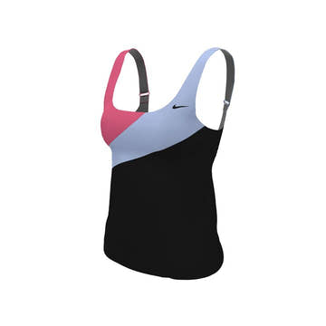 Nike Women Colorblock Scoop Neck Tankini  Women's Tankini Top  Nike