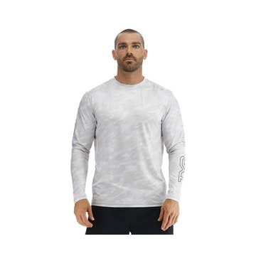 Tyr SunDefense Men's Vented Long Sleeve Rash Guard Crew Shirt - Camohex  Long Sleeve Rash Guard  Tyr