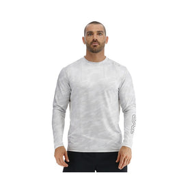 Tyr SunDefense Men's Vented Long Sleeve Rash Guard Crew Shirt - Camohex  Long Sleeve Rash Guard  Tyr