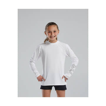 Tyr SunDefense Kids' Long Sleeve Crew - Solid  Girls Rash Guard  Tyr