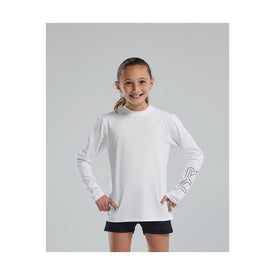 Tyr SunDefense Kids' Long Sleeve Crew - Solid  Girls Rash Guard  Tyr